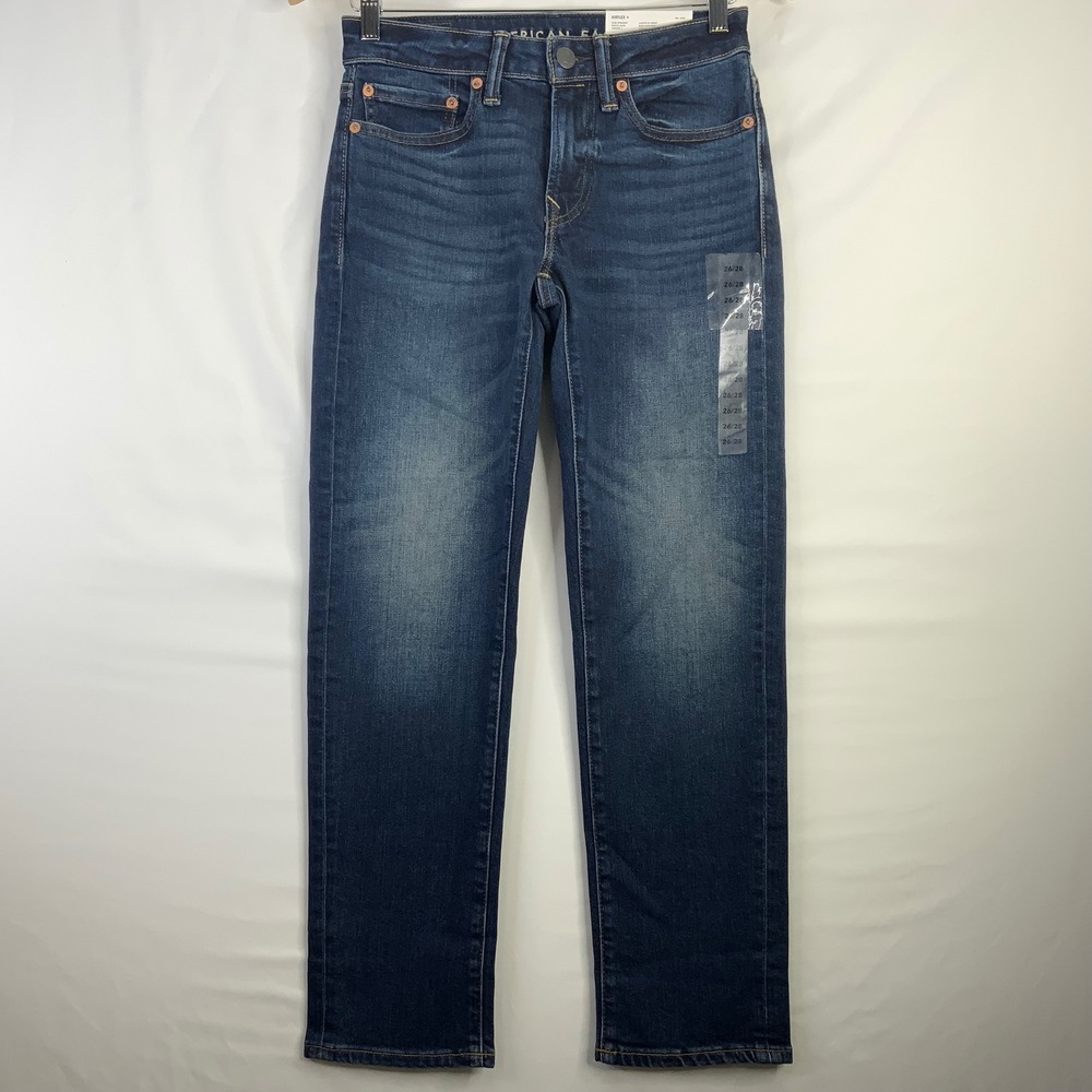 American Eagle Airflex+ Slim Straight Jeans Medium Wash Blue 26x28 NWT